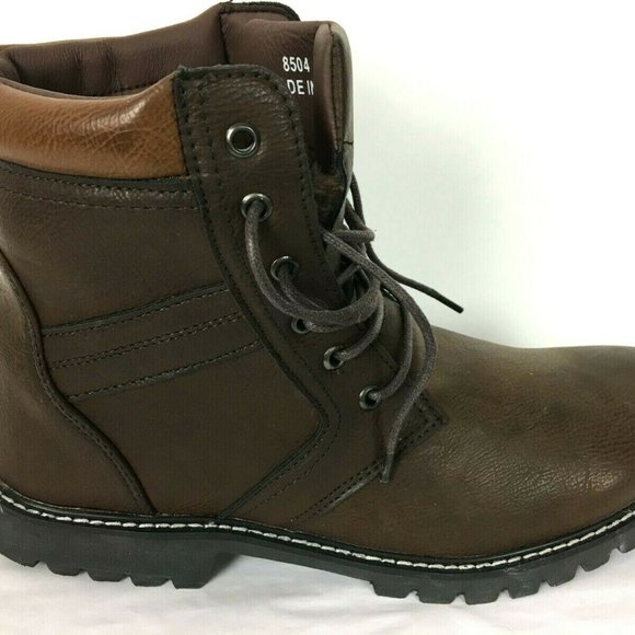 Brown High Top Lace Up Ankle Boots Faux Fur Lined - Picture 8 of 12